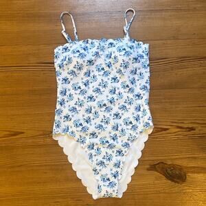 Victoria's Secret blue white floral open back cheeky one piece swimsuit SIZE XL